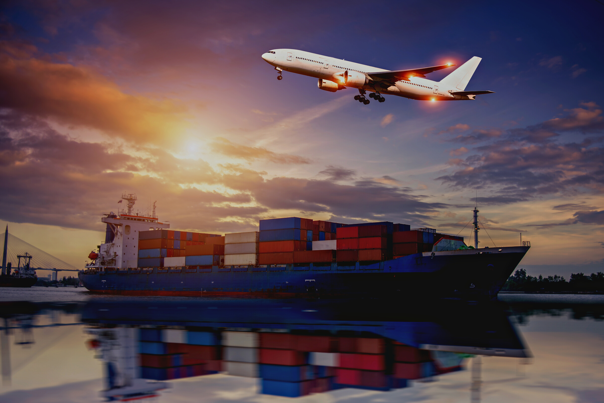 Logistics and transportation of Container Cargo ship